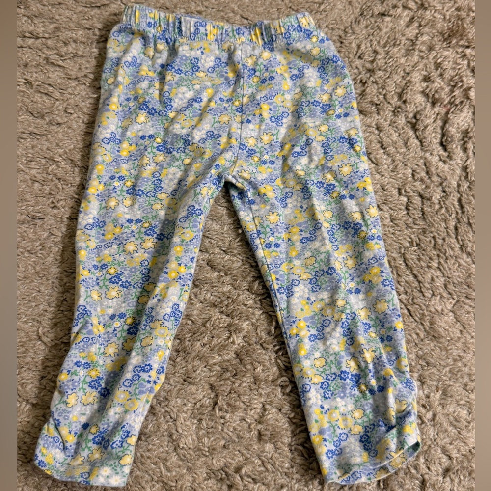 Bundles Baby Place Blue Yellow Floral Kids Leggings - 9-12 months